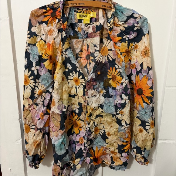 Anthropologie Maeve
Linen Floral Ruffle
Button Front Blouse - Picture 5 of 7